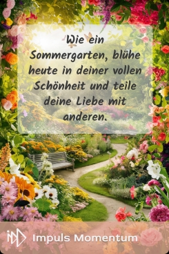 Wie ein Sommergarten, blühe heute in deiner vollen Schönheit und teile deine Liebe mit anderen. - Positive Sprüche für die Seele | Guten Morgen Gruss | Aufmunterung